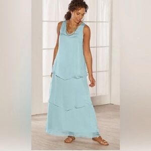 Soft Surroundings 100% Silk Tulip Tiered Maxi Dress Cottagecore Fairy Medium